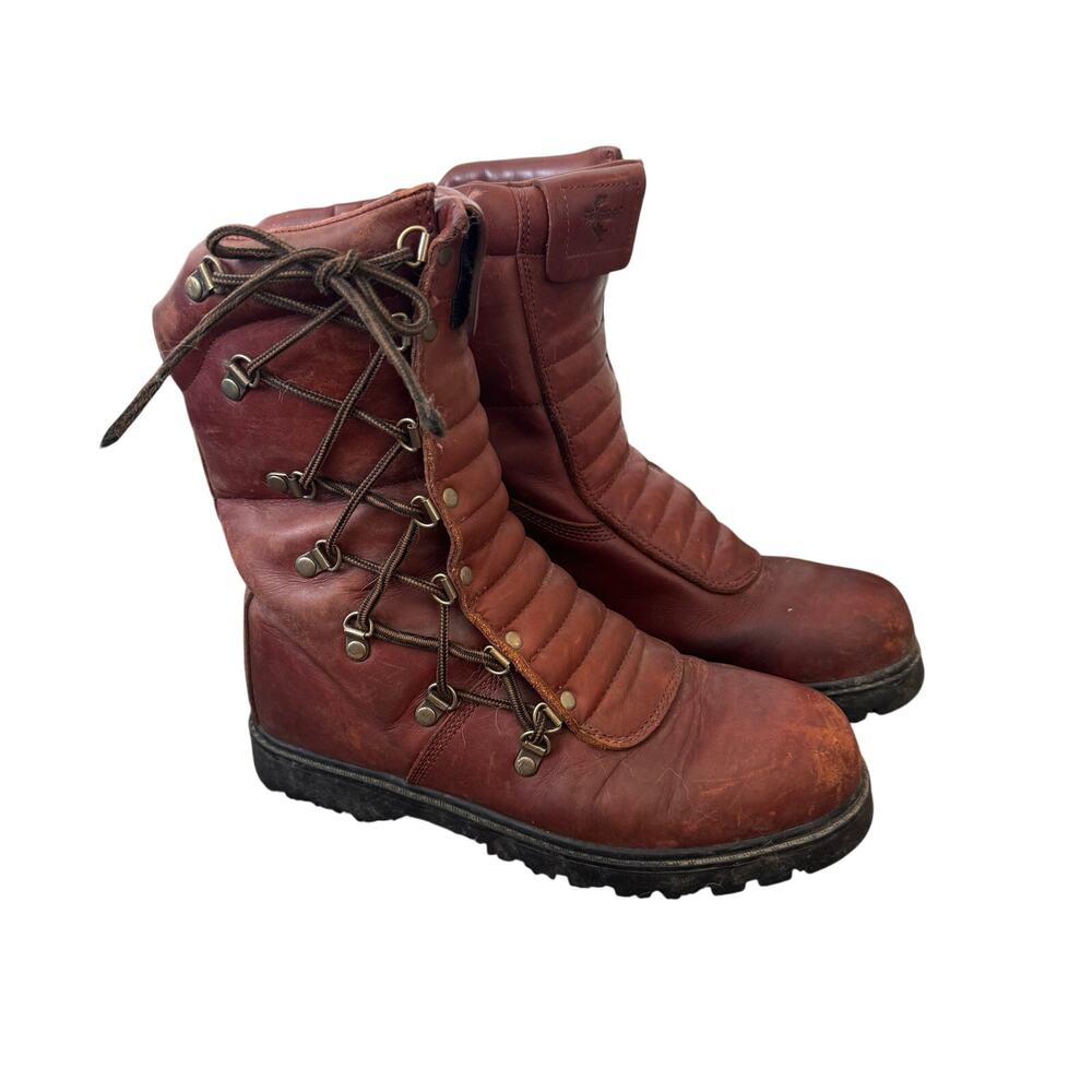 Fin & Feather lace up brown leather lined boots